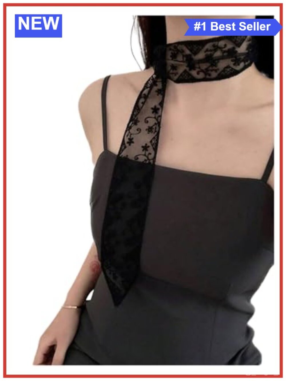 Lace Scarf Long Skinny Neckerchief Headband Polyester Floral Embroidered